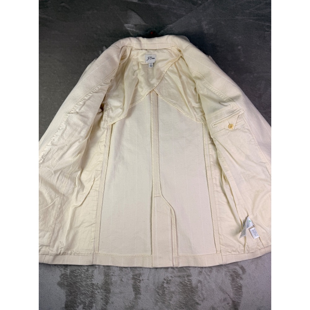 J.Crew Womens Alfie Blazer Size 0 Cotton Blend‎ Jacket Ivory Beige Denim Stripe - Picture 7 of 12